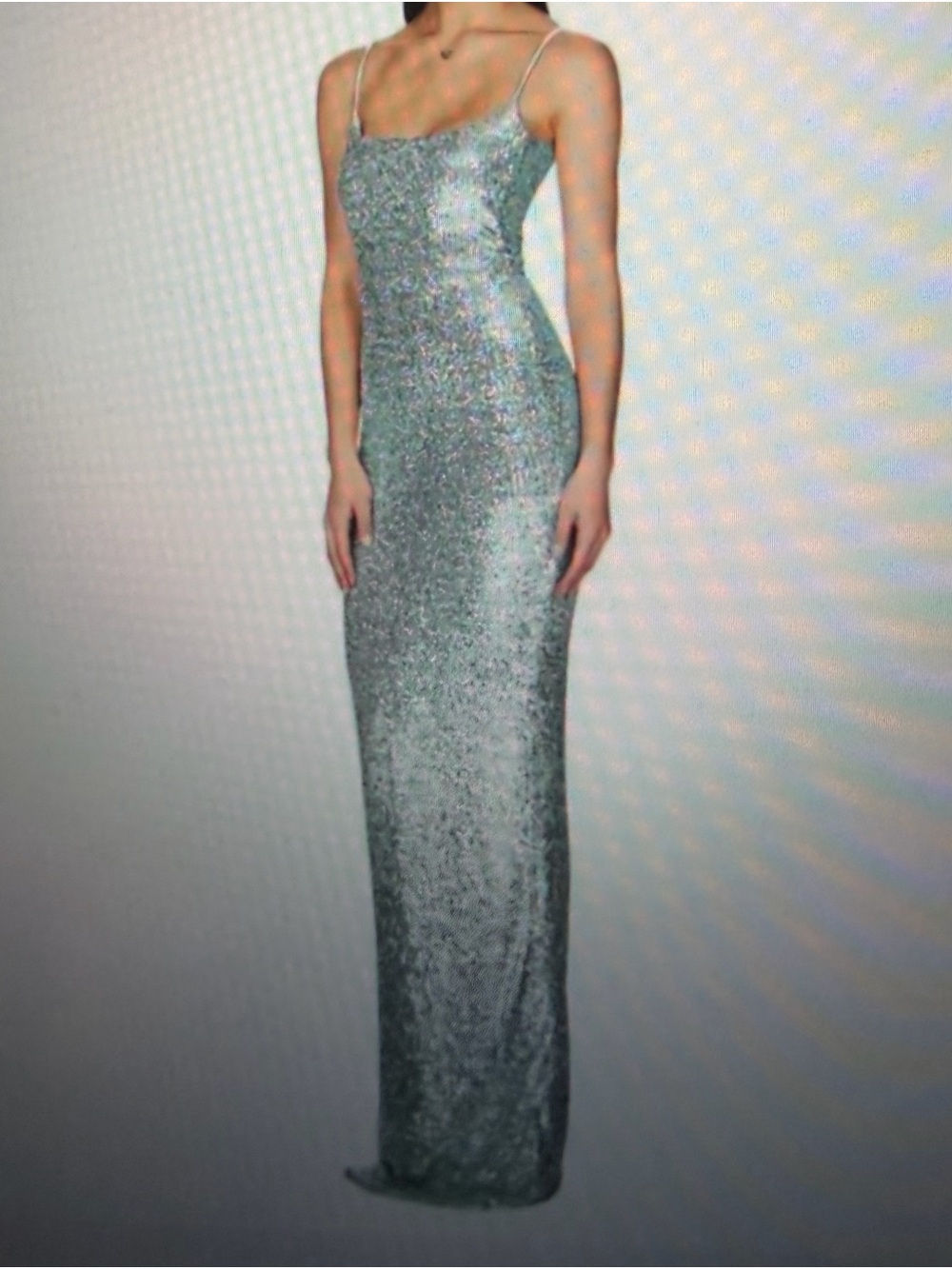 Nookie mint green Silver Sequin Spaghetti-Strap Maxi Dress